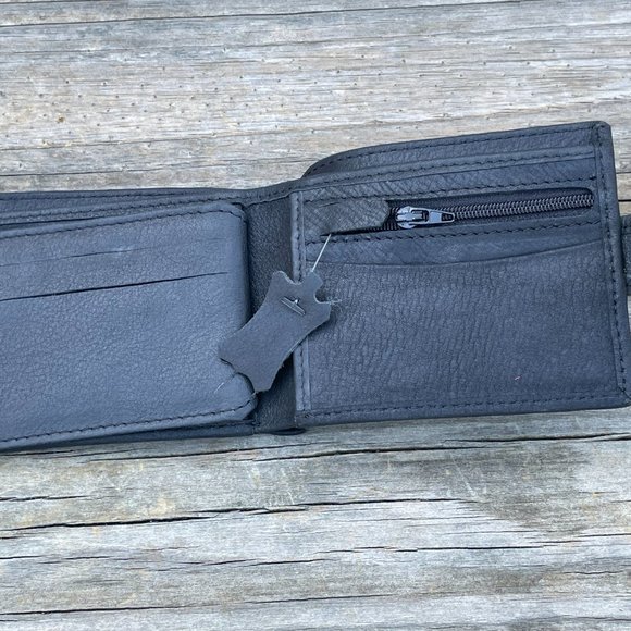 Handmade Genuine Leather Black Wallet Card Holder Purse Bi Fold Purse - Picture 5 of 13